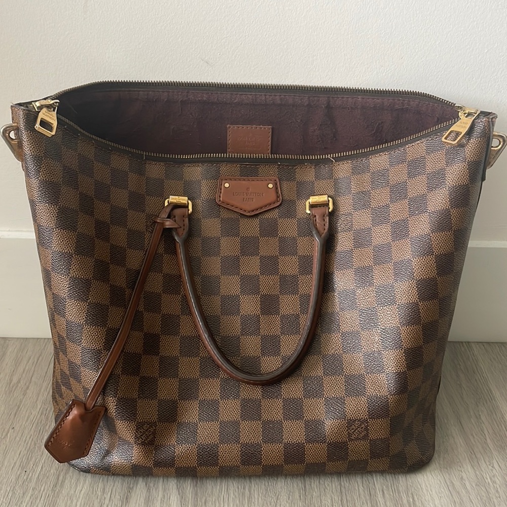 LOUIS VUITTON Damier Ebene Belmont Tote Used Fair Condition.